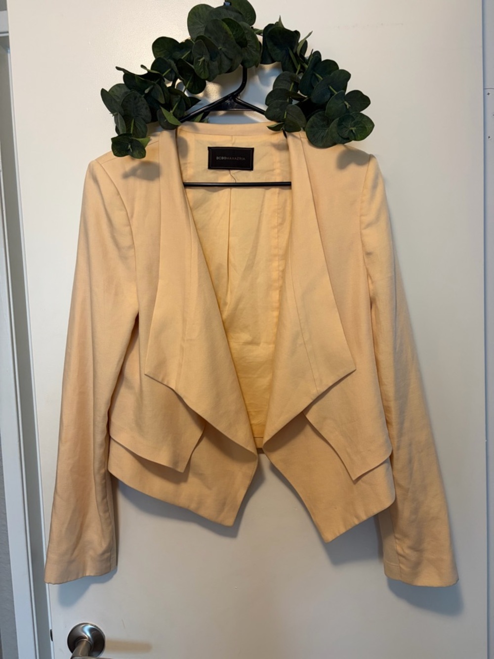 BCBGMaxAzria Cream Draped Open-Front Blazer